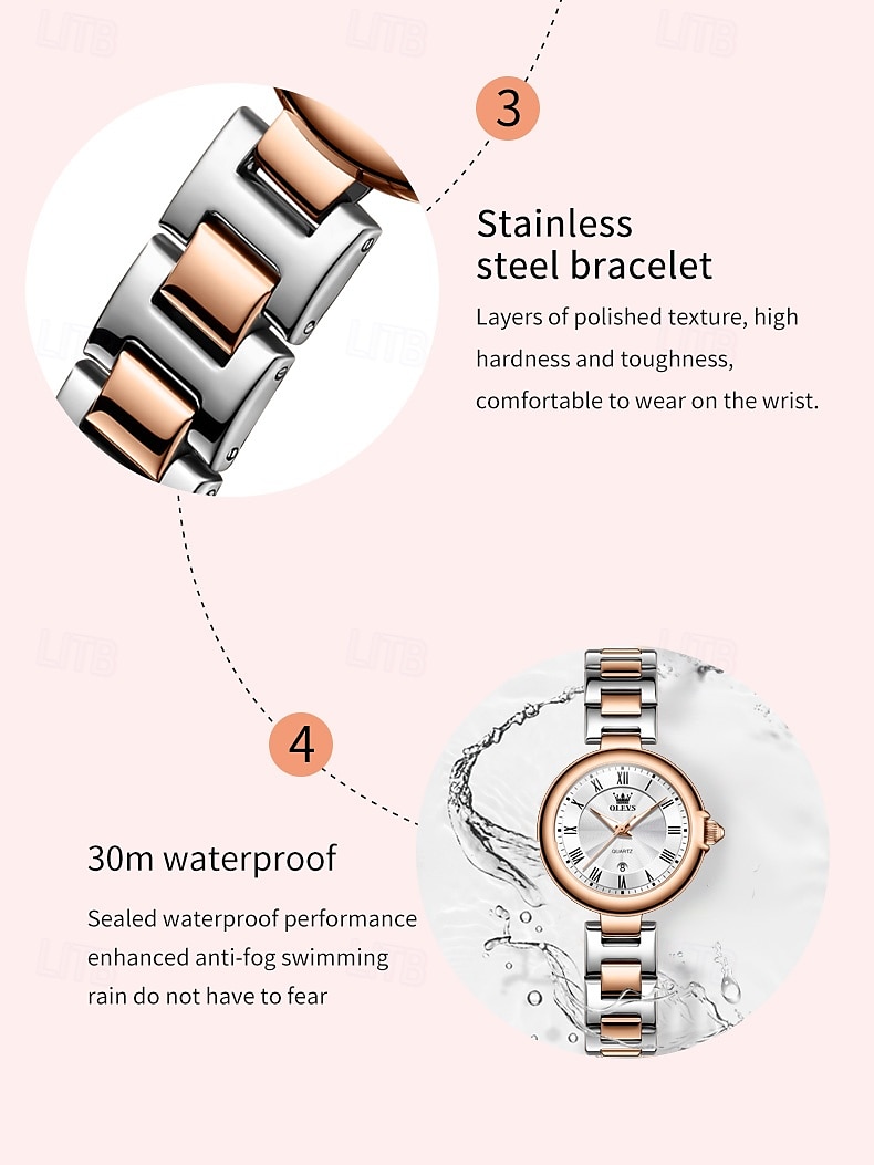 olevs 5608 luxe merk dameshorloge klassieke mode waterdicht lichtgevend kalenderhorloge elegant quartz dameshorloge 2025 - $26.99 –P10