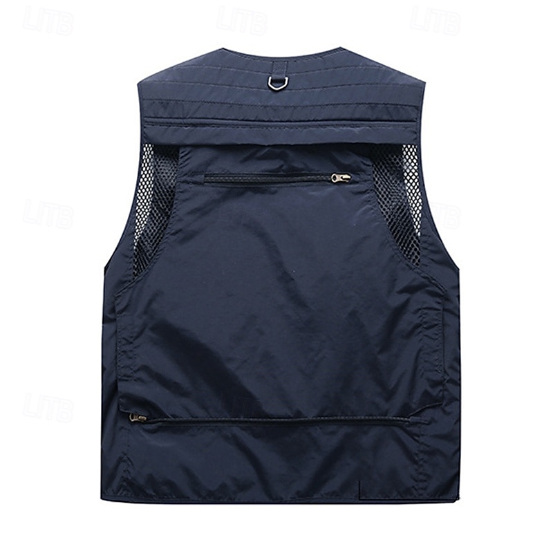 Herren Weste für Wanderer Wander-Fleeceweste Ärmellos Weste Außen Atmungsaktiv Komfortabel Tasche Polyester Dunkelgrau Schwarz Gelb Jagd Angeln Klettern 2025 - $32.99 –P18