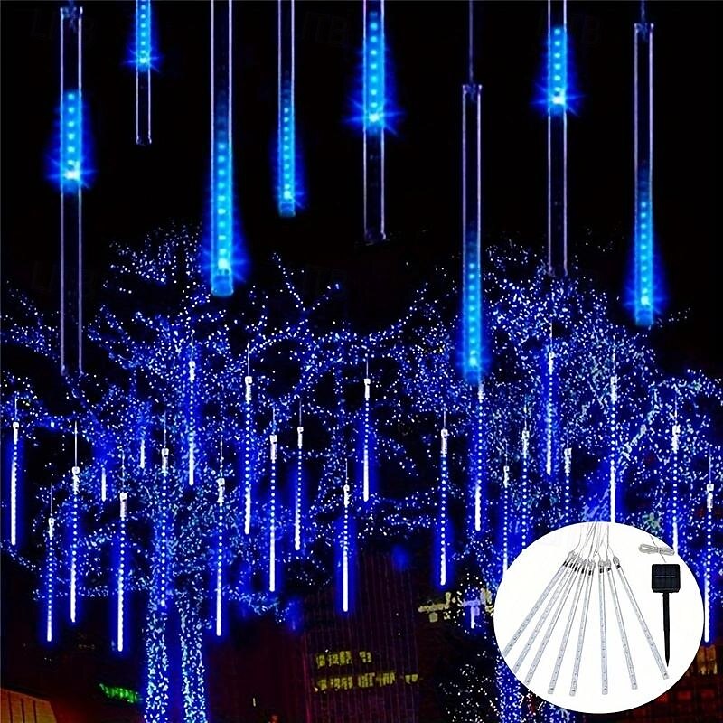 1 Stück Solar-Meteorschauerlicht, 30 cm, 8 Röhren, 192 LEDs, Weihnachtsbaumbeleuchtung für die Traufe, Weihnachtsbaum- und Gartendekoration 2025 - $26.99 –P8