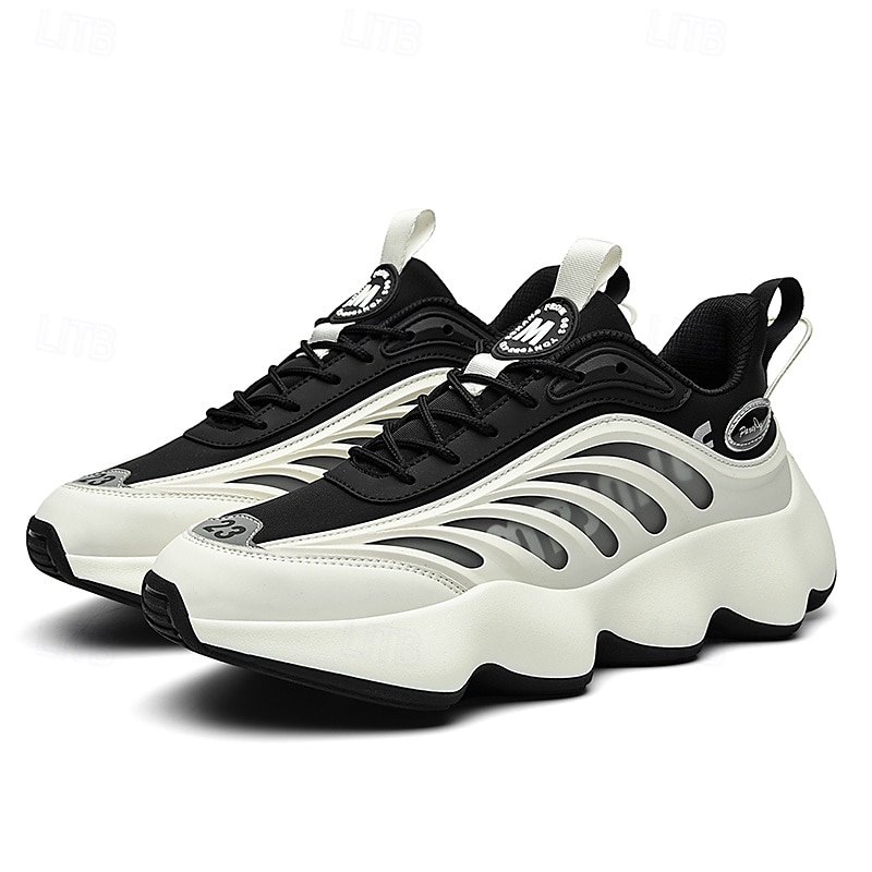 scarpe da ginnastica da uomo futuristiche con suola spessa in bianco e nero - scarpe sportive leggere e traspiranti per abbigliamento casual o da corsa del 2025 a $59.99 –P1