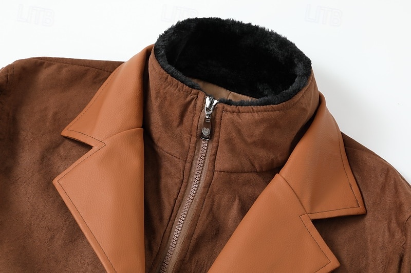 Pánské Rüzgarlık Bunda z umělého semiše Westernová kožená bunda Denní Dovolená Zahřívací Fleece límec Bez fleece podšívky Podzim zima Bez vzoru Módní Šik ven Kapuce Standardní Hnědá Khaki Šedá Saka 2025 - $90.99 –P3