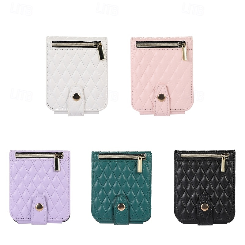 Telefon tok a Z Flip 6 Z Flip 5 Z Flip 4 Z Flip 3 Flip tok állványtartóval cipzárral csuklópánttal retro TPU PU bőr 2025 - $23.99 –P3
