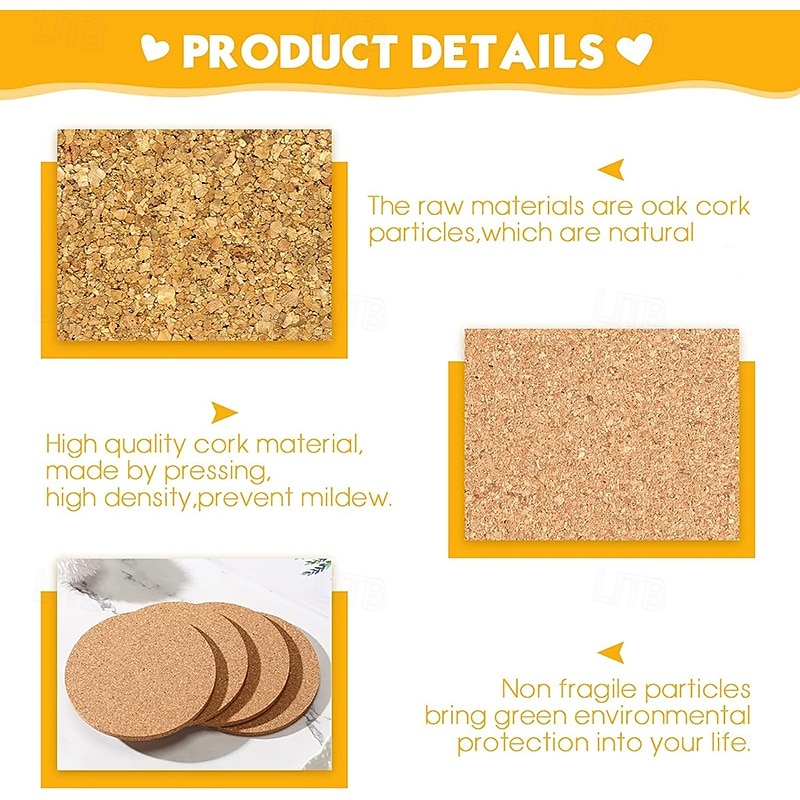 10/20 stuks kurken onderzetters voor drank absorberende thee of koffie onderzetters set ronde hittebestendige bar onderzetters herbruikbare tafel blanco onderzetters cadeaus voor wijn glas beker mok 2026 - $10.99 –P6