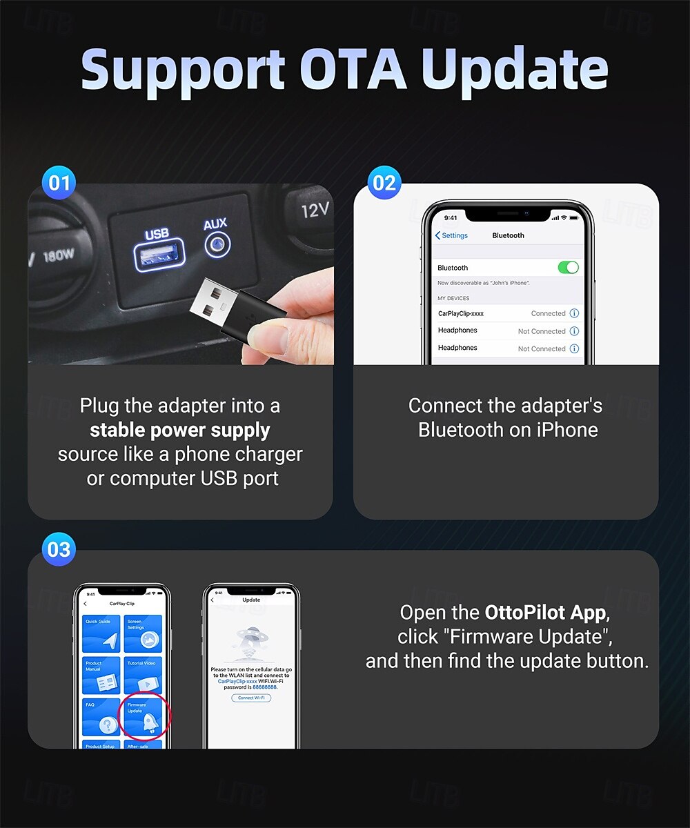 2025年 ottocast ワイヤレス CarPlay アダプター、ディスプレイとカスタマイズ可能な画面付き、有線からワイヤレス CarPlay ドングル、プラグ アンド プレイ、自動 CarPlay アダプター  コレクション – $96.99 –P7