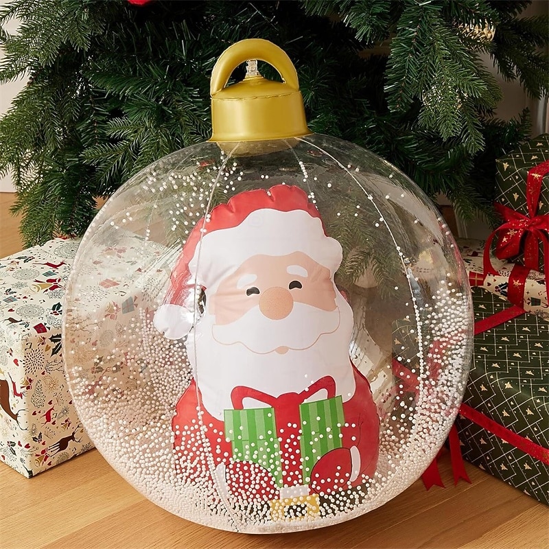 60 cm transparenter aufblasbarer RGB-Weihnachtsballon mit Licht, riesige große Weihnachtsdekoration für draußen, aufblasbarer Weihnachtsball aus PVC für Weihnachtsdekoration im Garten, Hof und auf der Terrasse 2025 - $29.99 -P6