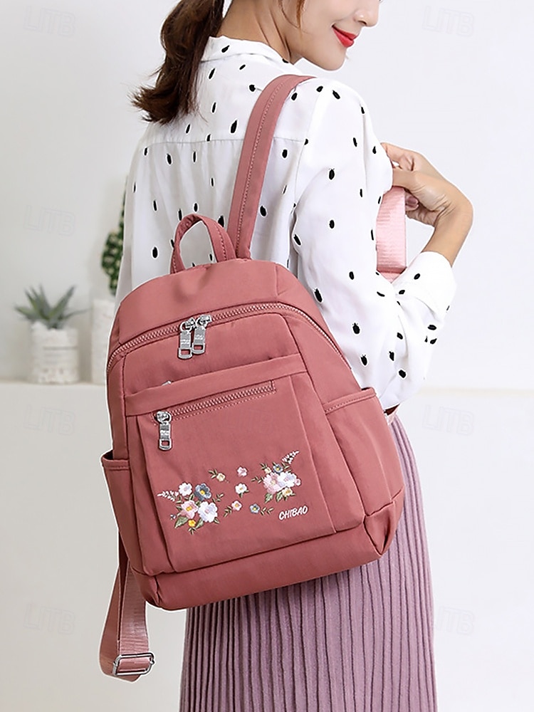 damski plecak z haftem kwiatowym – swobodny płócienny design z wieloma kieszeniami, idealny do podróży i codziennego użytku 2025 - $34.99 –P2