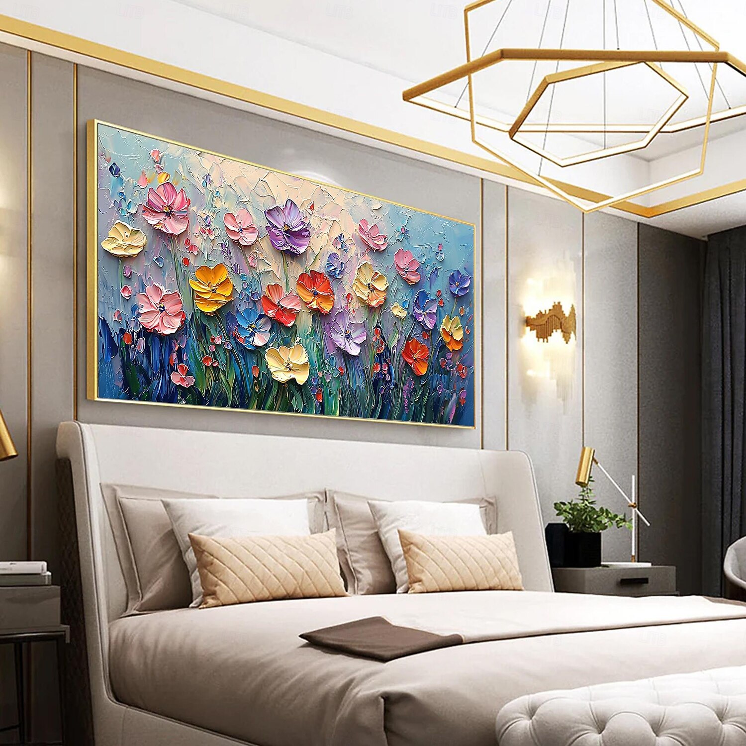 2026年 手作りのオリジナルカラフルな花の油絵キャンバス抽象的な花の