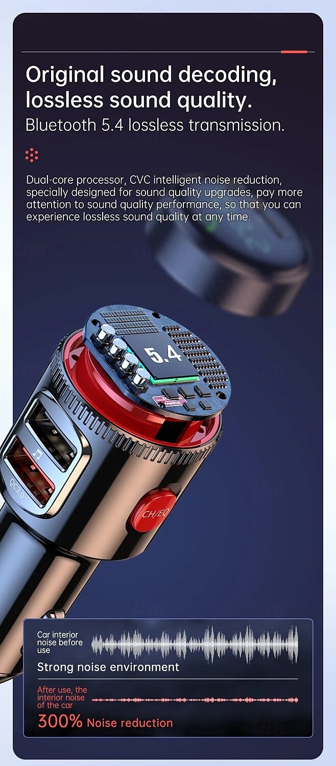PD30WQC 3.0 Bluetooth 5.4 Car MP3 Player FM Transmitter Wireless Handsfree U Disk Play USB Car Fast Charge Adapter 2025 - $31.99 –P5