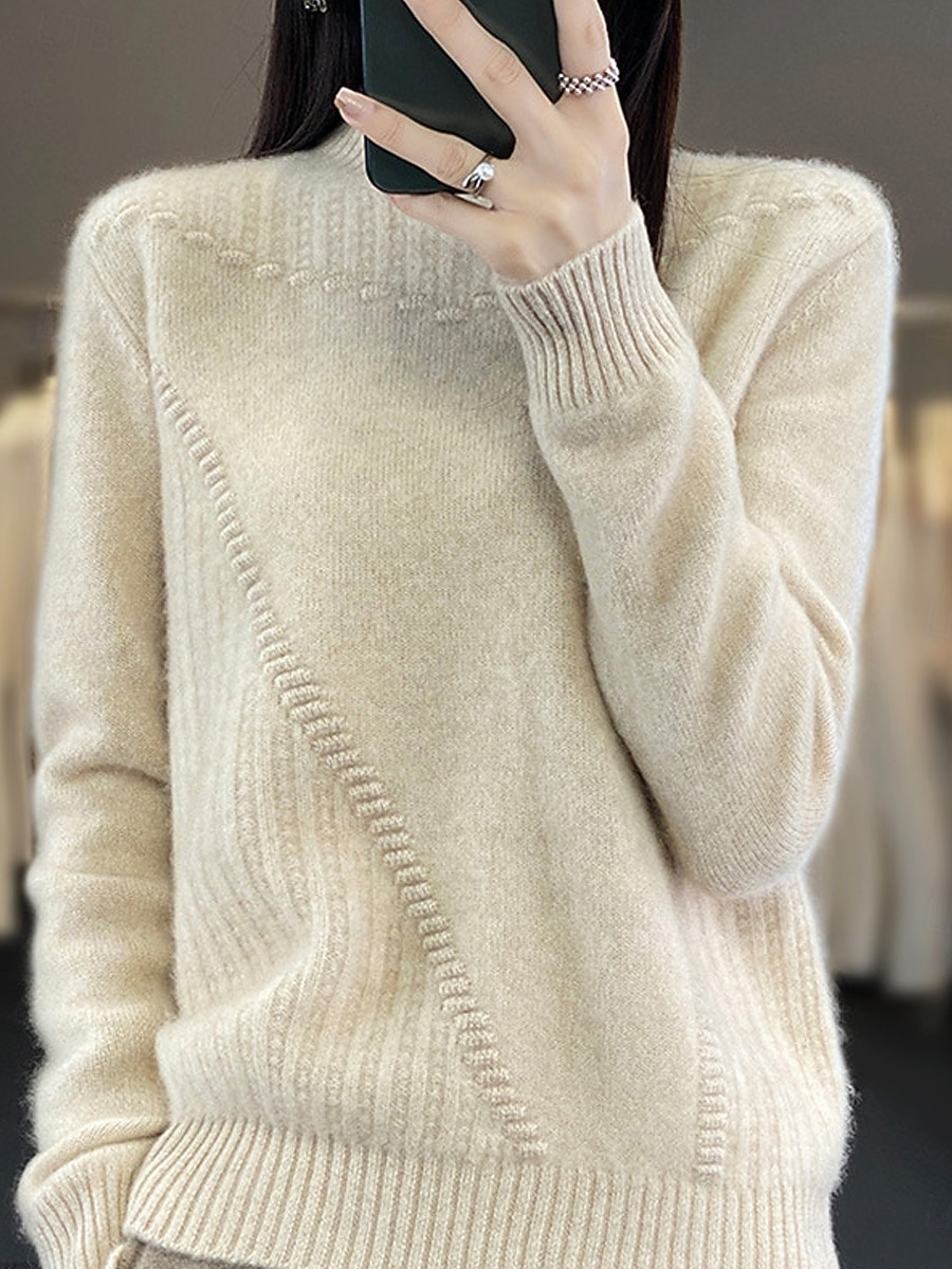 Femme Pull Chandail Pull Décontractées Flexible Couleur monochrome A côtes Col Roulé Tricoté manche longue Hauts réguliers Tricoter Extérieur du quotidien Fin de semaine Blanche Rouge Automne Hiver de 2025 ? $29.99 –P3