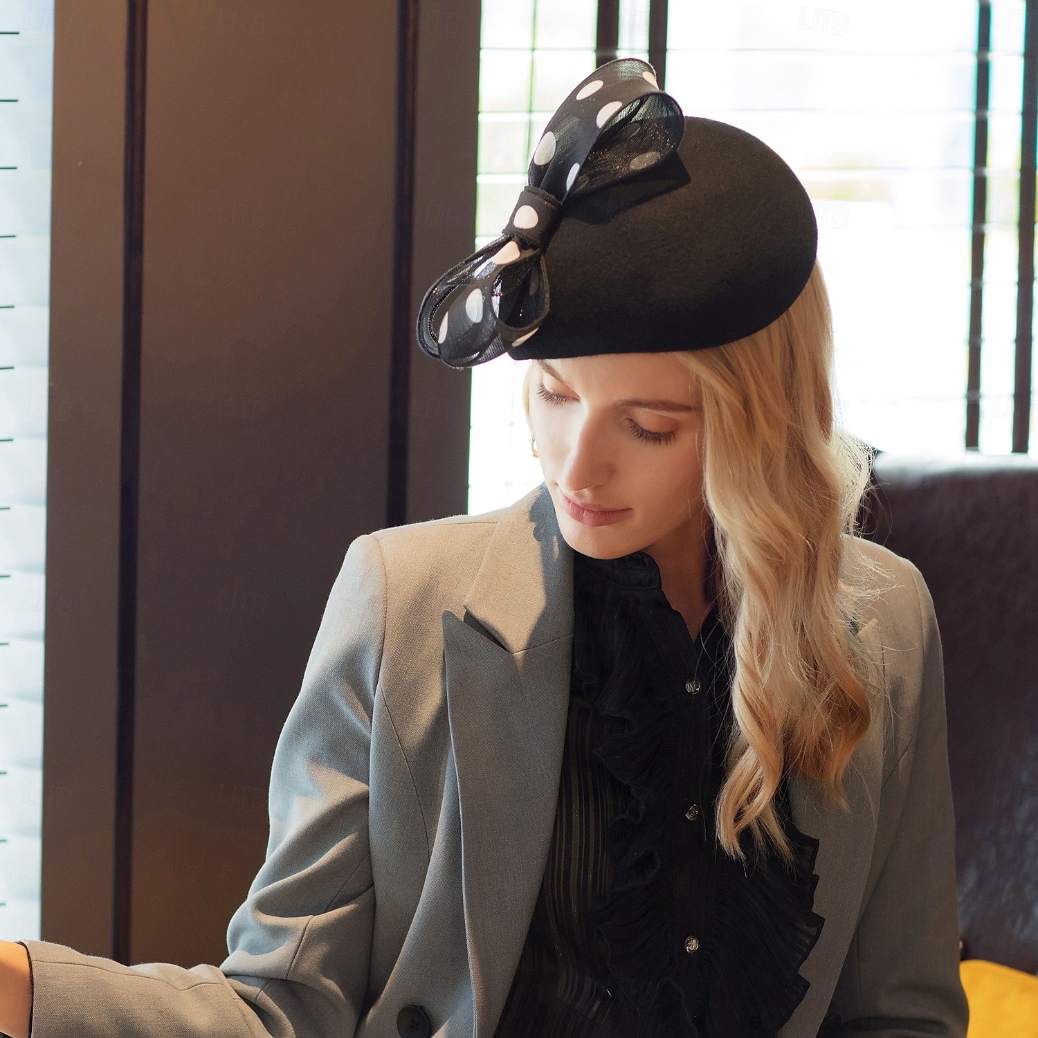 chapéus boina de lã chapéu coco / chapéu cloche chá de casamento elegante casamento com laço bolinhas chapéu chapéu de 2025 por $35.99 –P7