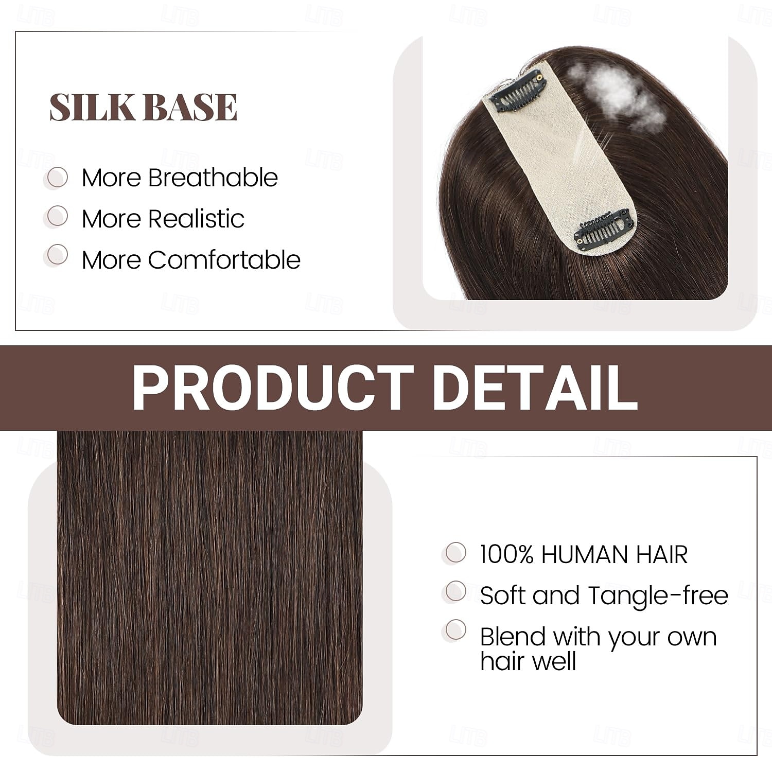 toppers de păr pentru femei păr uman real, 14 inch scalp line toppers piese de păr pentru subțierea părului despărțire, toppers 100% păr uman real 1,5"x5" bază de mătase maro mediu poate fi ondulat #4 2025 - $117.99 –P7