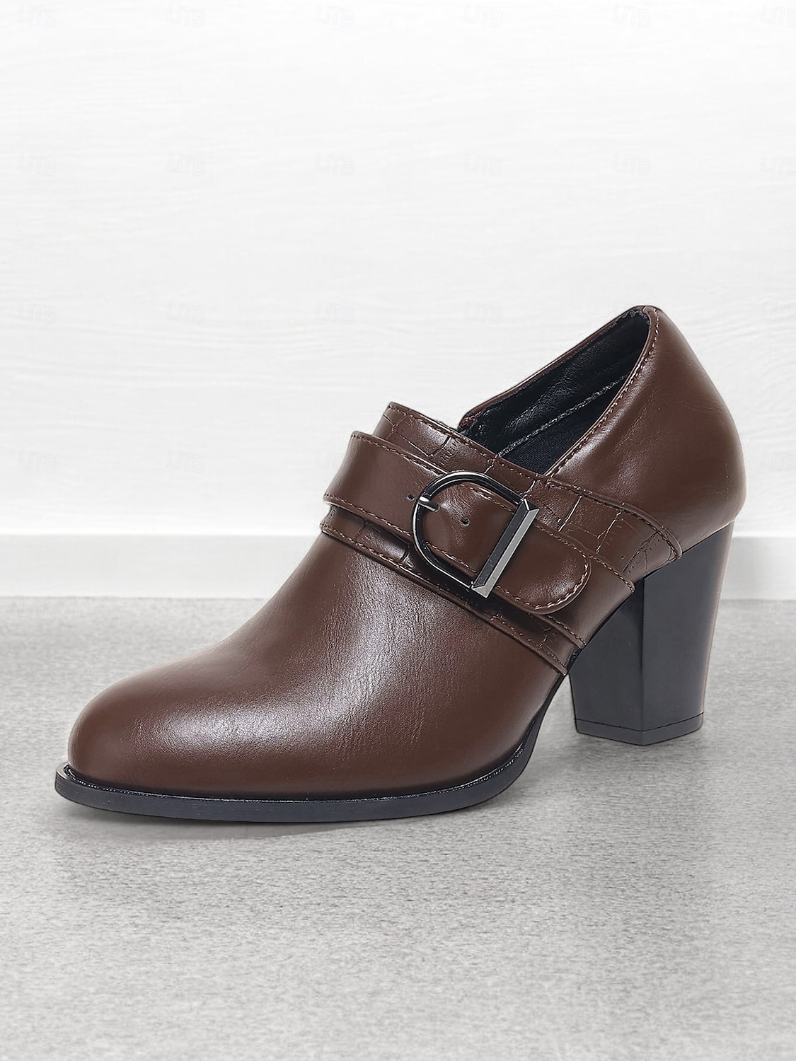Women's Faux Leather Buckle Strap Heeled Shoes – Stylish Block Heels for Casual and Office Wear 2025 - $46.99 –P5