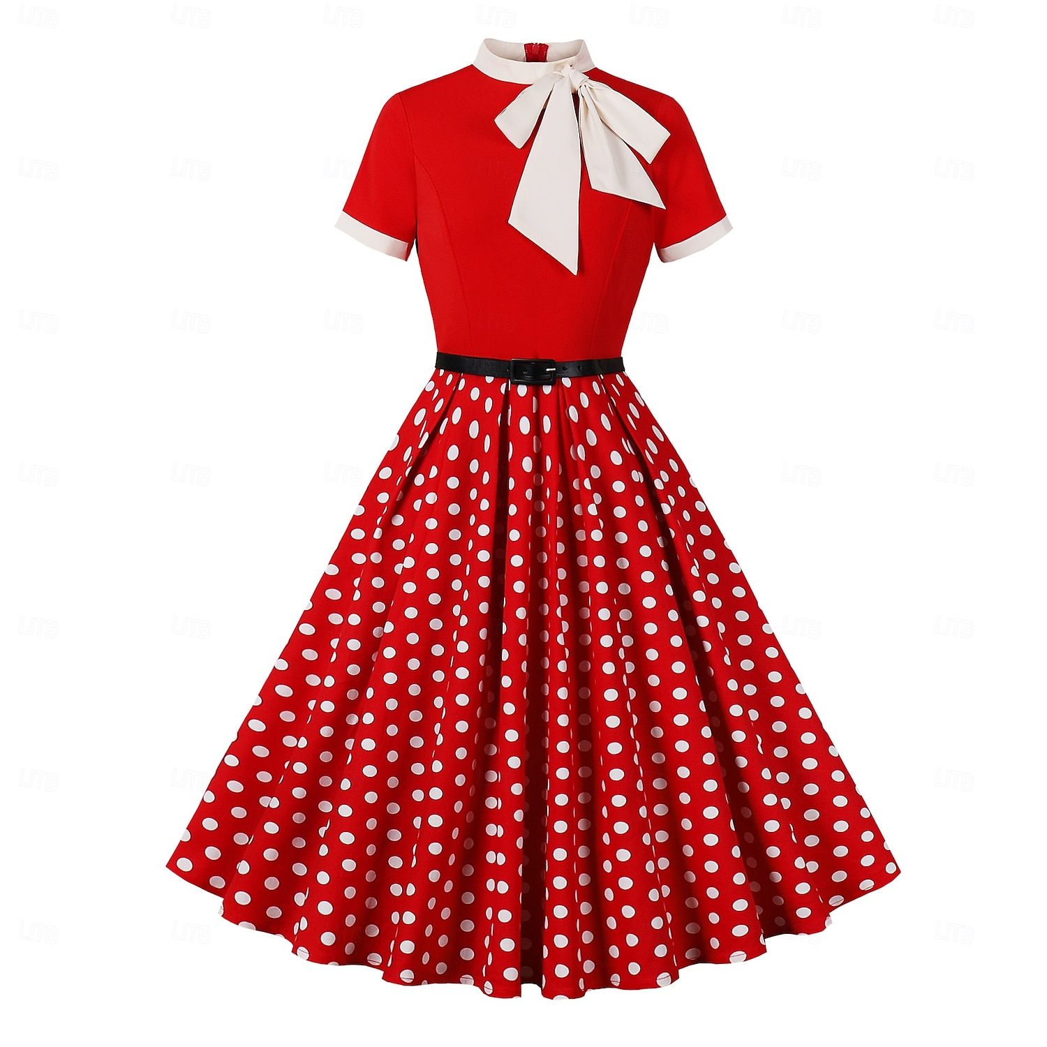 Retro Vintage Anos 50 Hepburn Vestidos Floral Poá Linha A Decote Redondo Fantasia Mulheres Carnaval Ano Novo Baile de Máscaras Casual / Diário Festa de Solteira Adulto Vestido de 2026 por $39.99 –P1