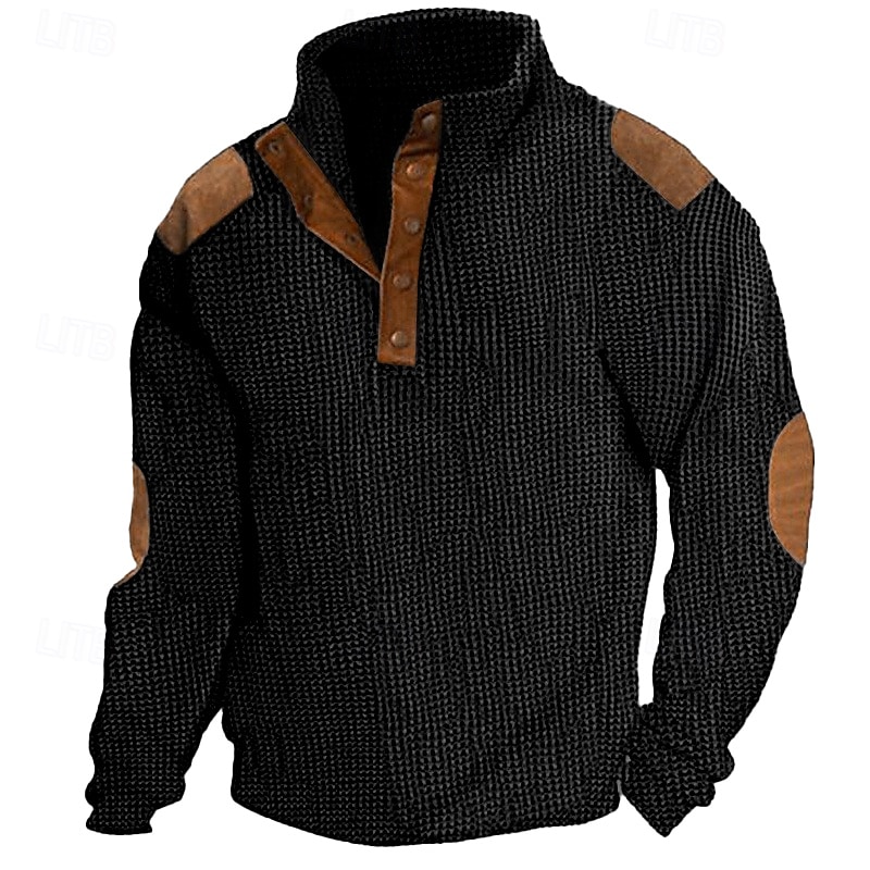 Men's T shirt Tee Waffle Shirt Tee Top Color Block Henley Street Vacation Long Sleeve Clothing Apparel Fashion Designer Basic 2025 - $10.99 –P8