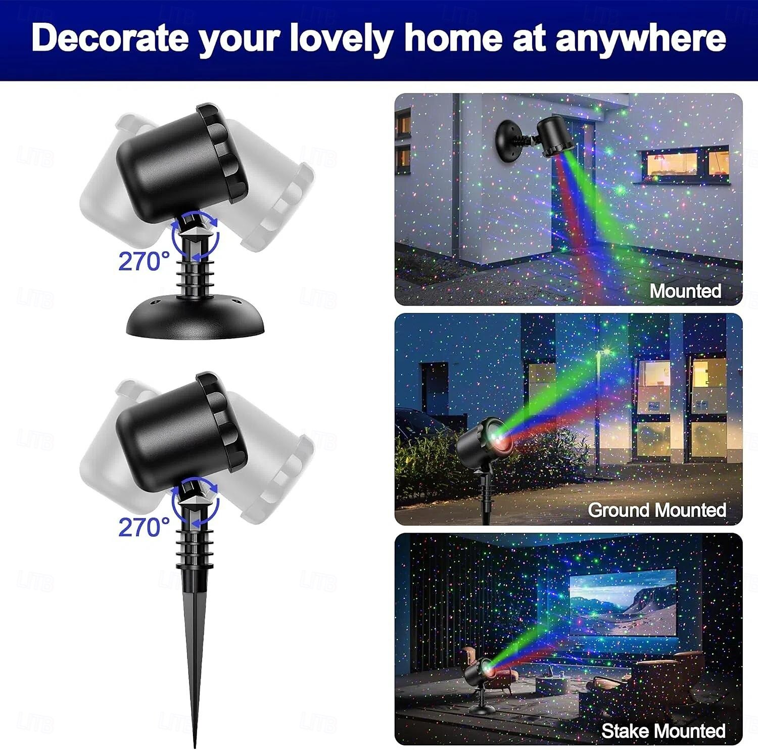 Laser Christmas Projector Lights Outdoor, 3 Color 50 Feet Projection Holiday Projector Light with Remote Control Firefly Lights Star Shower Lazer Lights Christmas Decorations Outdoor for Party Garden 2025 - $63.99 –P8
