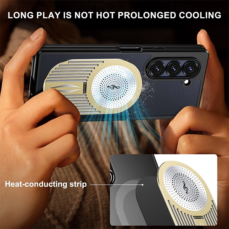 2025年 電話 ケース 用途 サムスンのギャラクシー Zフォールド6 Z Fold 5 磁気吸着ケース スタンド付き 磁石バックル ワイヤレス充電をサポート 幾何学模様 PC メタル シリコーン  コレクション – $29.99 –P5
