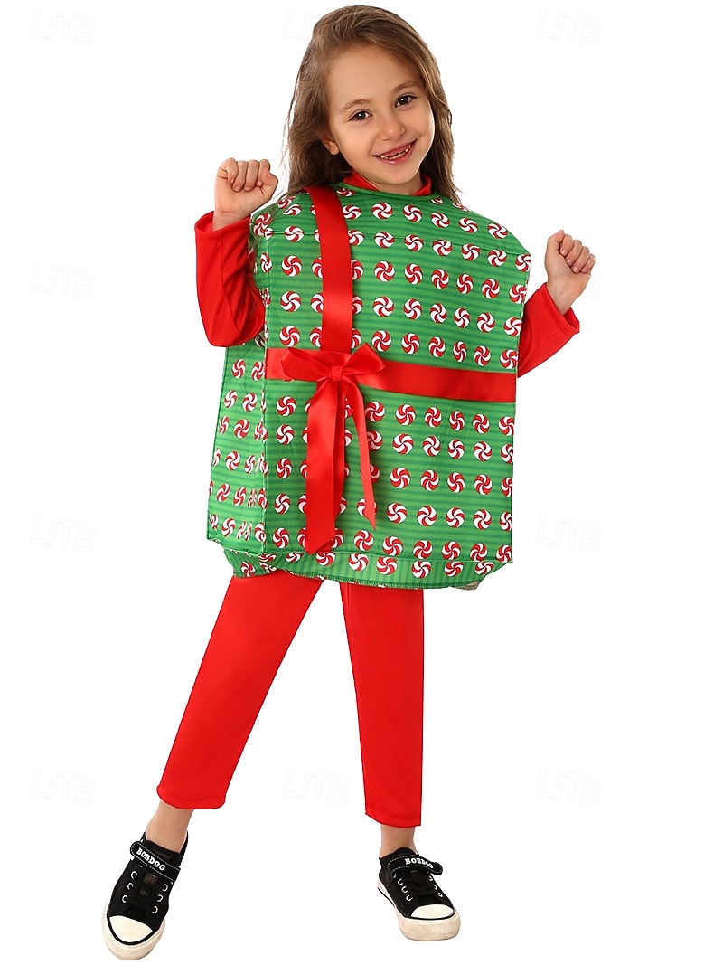 julklapp Candy Cane Kläder Finkostym Julkostym Pojkar Flickor Cosplay kostym Barn Jul Nyår julafton Jul Fest Väst 2025 - $29.99 –P1