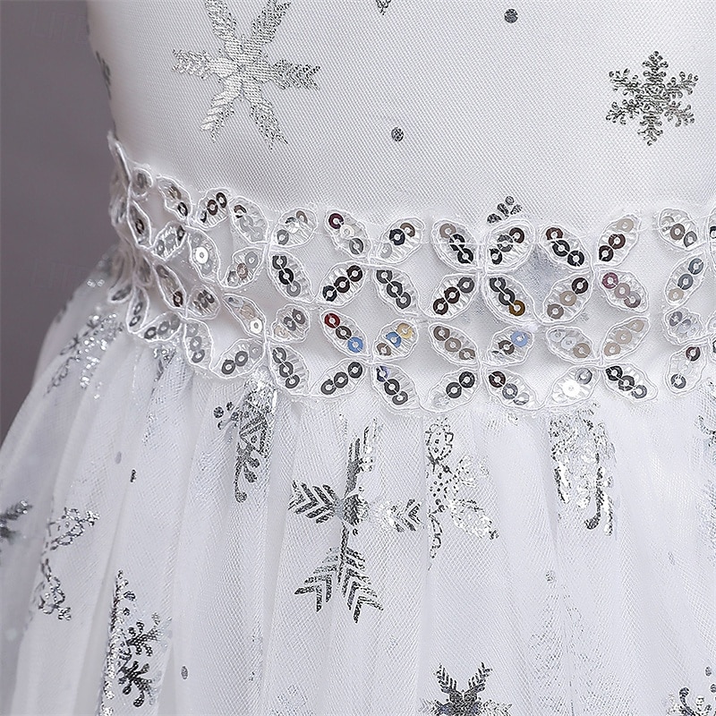 kinderkleidung Mädchen Cosplay-Kleid Party Kleid Schneeflocke Ärmellos Leistung Weihnachten Gitter Rückenfrei Patchwork Schön Süß Polyester Maxi abendkleider Schaukelkleid Tüll-Kleid Winter 4-12 Jahre 2025 - $41.99 –P11