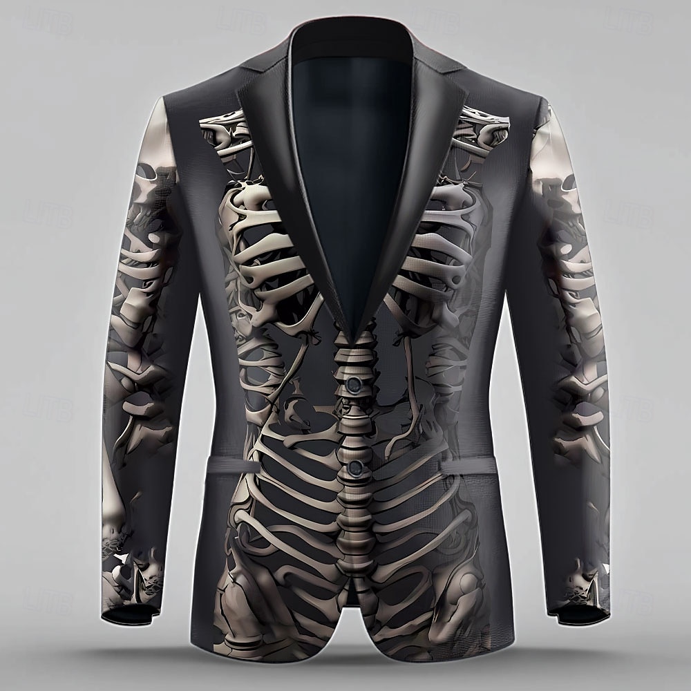 Homme Crânes cool manche longue Col Rabattu Artistique Sombre Performance Tenue de soirée Boutons Impression 3D Multi-poches de 2025 ? $73.99 –P1