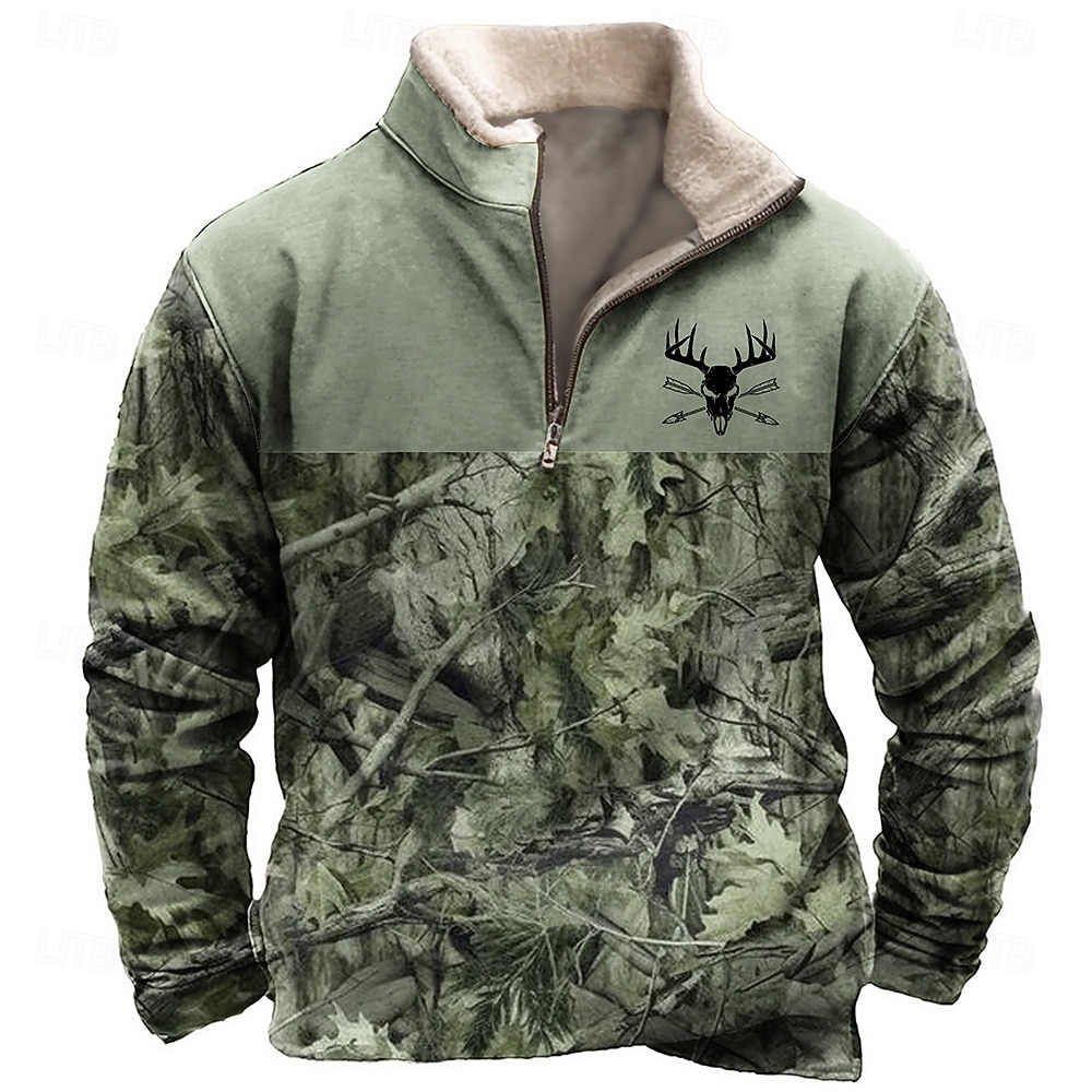 Homens selva Moletom Moletom com zíper Manga Longa Moletom Colarinho Chinês Quarter Zip Casual Vintage retrô Impressão 3D Férias Para Noite Streetwear Half Zip Outono Inverno de 2025 por $43.99 –P2