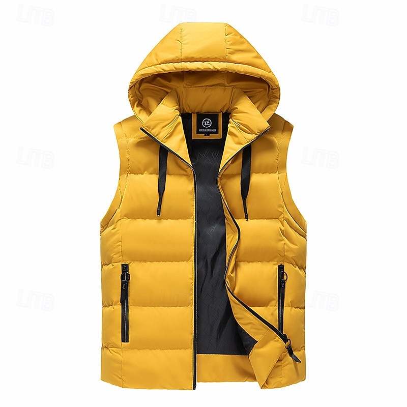 Miesten Puffer Vest Pehmustettu Liivi Gilet Tikattu liivi Päivittäin Deitti Loma Muoti Vapaa-aika Syystalvi Tasku Polyesteri Pidä lämpimänä Mukava Tavallinen Vetoketju Hupullinen Normaali Musta 2025 - $48.99 –P14