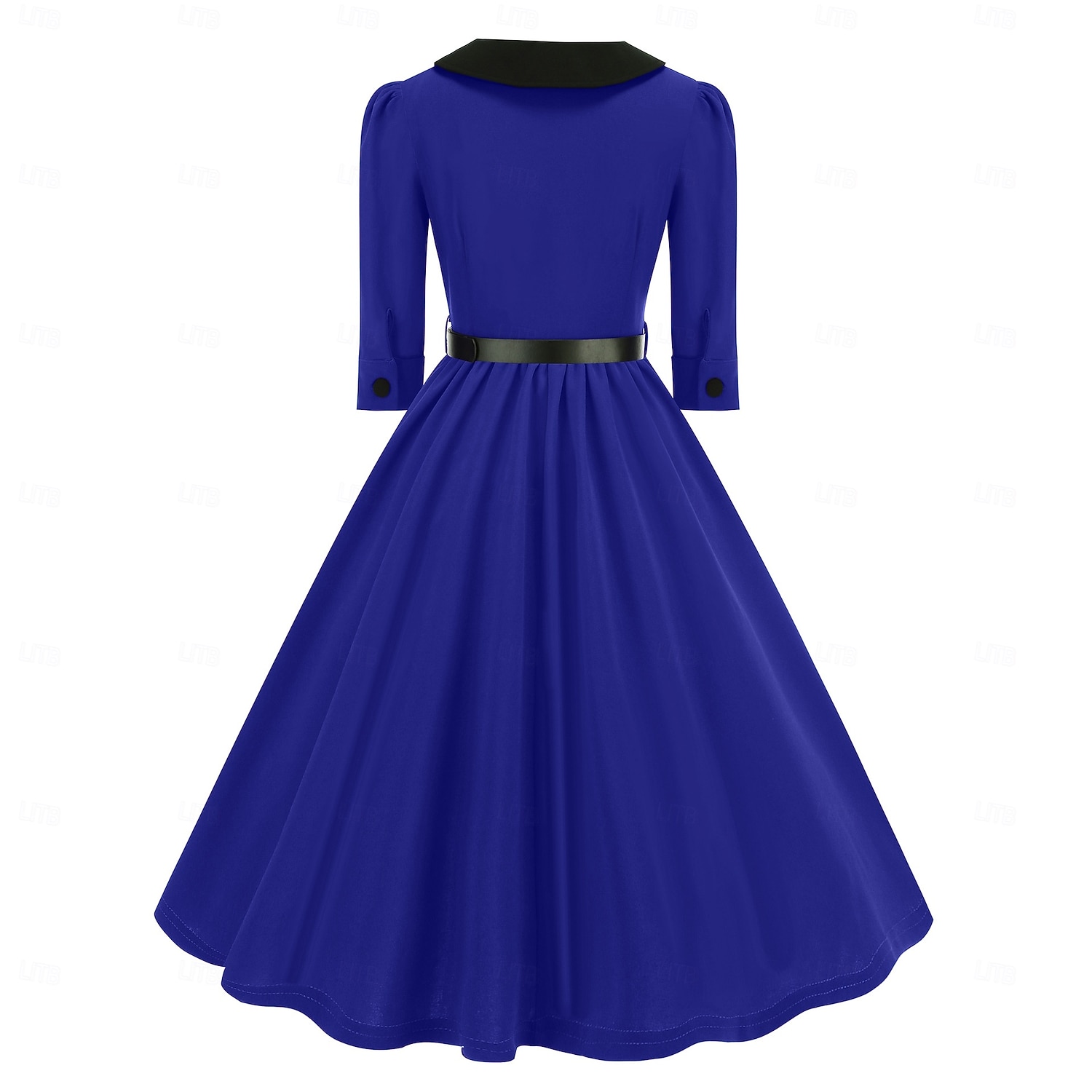 fit and flare vintage dress Vintage 1950s Black & Yellow Floral Fit & Flare Dress main image 1