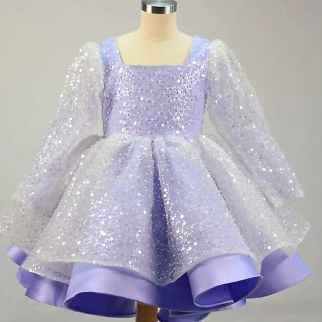 Infantil Para Meninas Vestido de festa Côr Sólida Manga Longa Espetáculo Com Transparência Princesa Doce Com Transparência Longuette Vestido da bainha Vestido De Tule Verão Primavera Outono Crianças de 2025 por $79.99 –P8