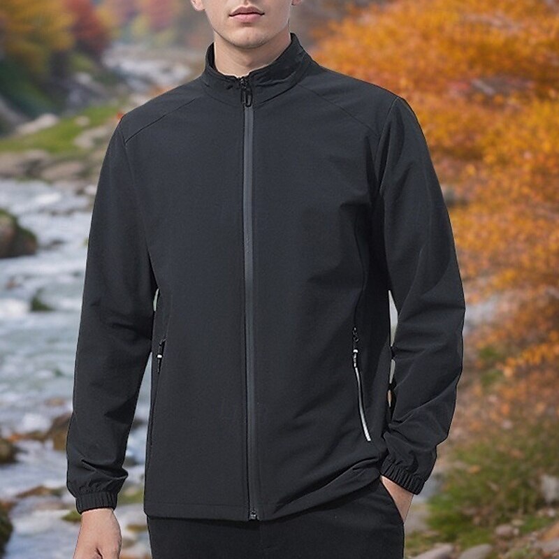 Hombre Chaqueta Softshell Chaqueta para senderismo Al aire libre Resistente al Viento Resistente al Agua Chaqueta cortavientos Viaje Gris oscuro Negro 2025 - $34.39 –P1