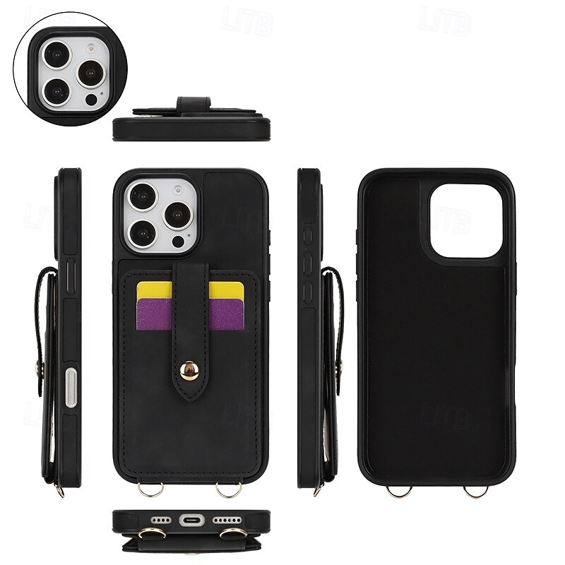 telefono Custodia Per iPhone 16 Pro Max Plus iPhone 15 Pro Max Plus iPhone 14 13 12 Pro Max Plus iPhone 14 Pro Max iPhone 13 12 Pro Max Per retro Con supporto A specchio con cordino Retrò TPU pelle del 2025 a $14.99 -P3