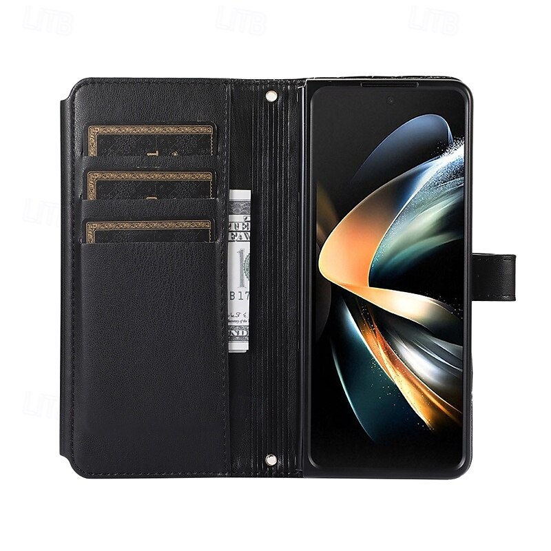 Phone Case For Z Fold 6 Z Fold 5 Z Fold 4 Z Fold 3 Flip Cover with Stand Holder Zipper with Wrist Strap Retro TPU PU Leather 2025 - $23.99 –P12
