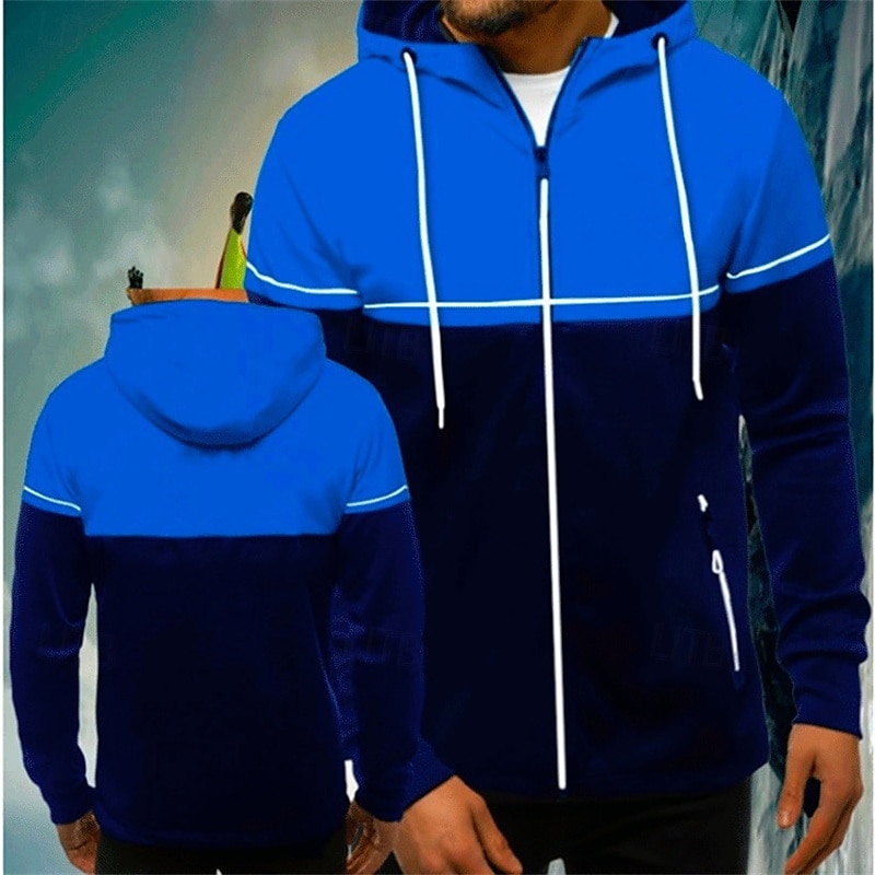 Homme Sweat à capuche Veste Capuche Patchwork Zippé manche longue Pardessus Casual Athleisure Automne Respirable Doux Exercice Physique Fonctionnement Marche Tenue de sport Tenues de Sport Bloc de de 2025 ? $15.19 –P3