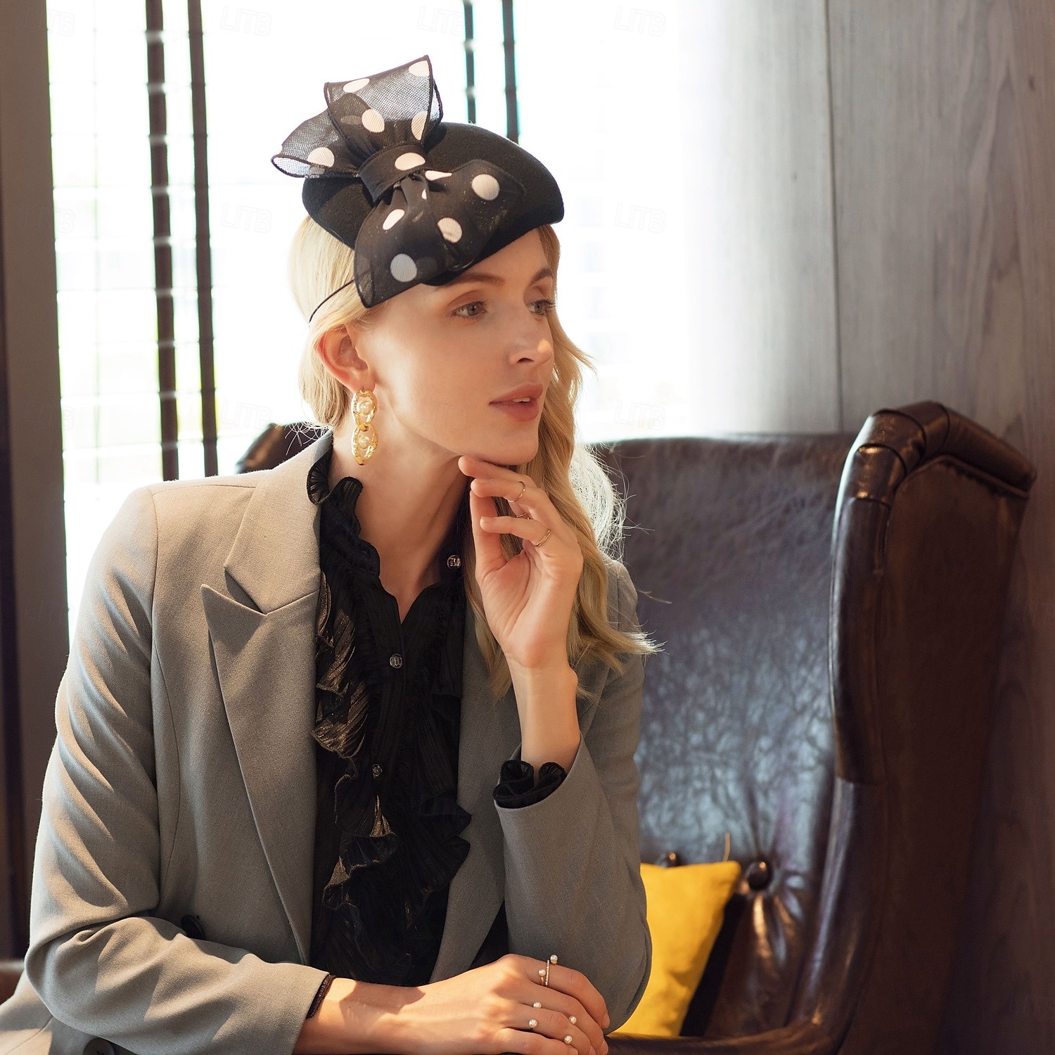 chapéus boina de lã chapéu coco / chapéu cloche chá de casamento elegante casamento com laço bolinhas chapéu chapéu de 2025 por $35.99 –P3