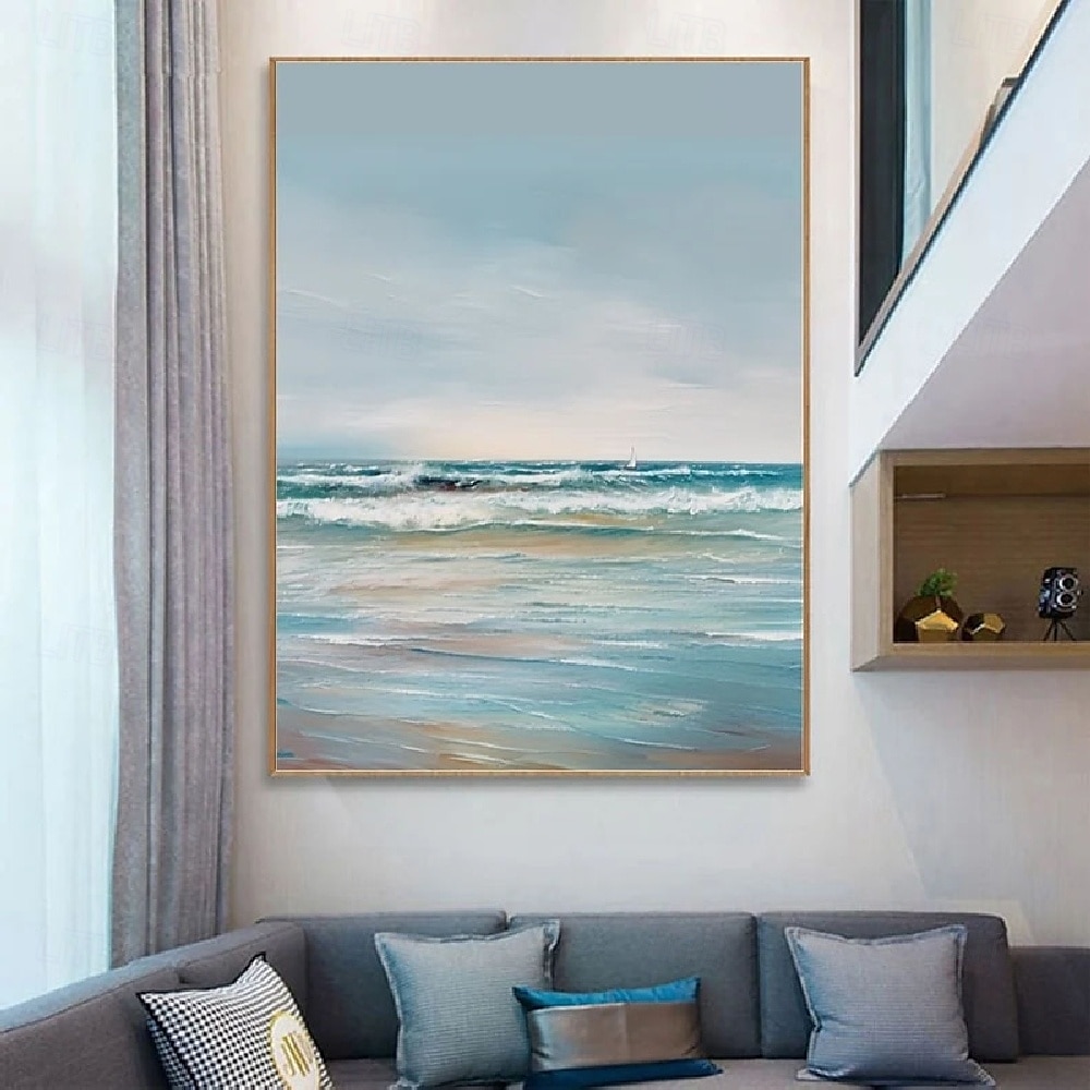 Ozean-Ölgemälde, handgefertigte Wandkunst, blaues riesiges Wellen-Ölgemälde auf Leinwand, handgemaltes Meereswellen-Struktur-abstraktes Gemälde, Strandlandschaft, modernes Himmels-Ölgemälde für 2025 - $125.99 –P6