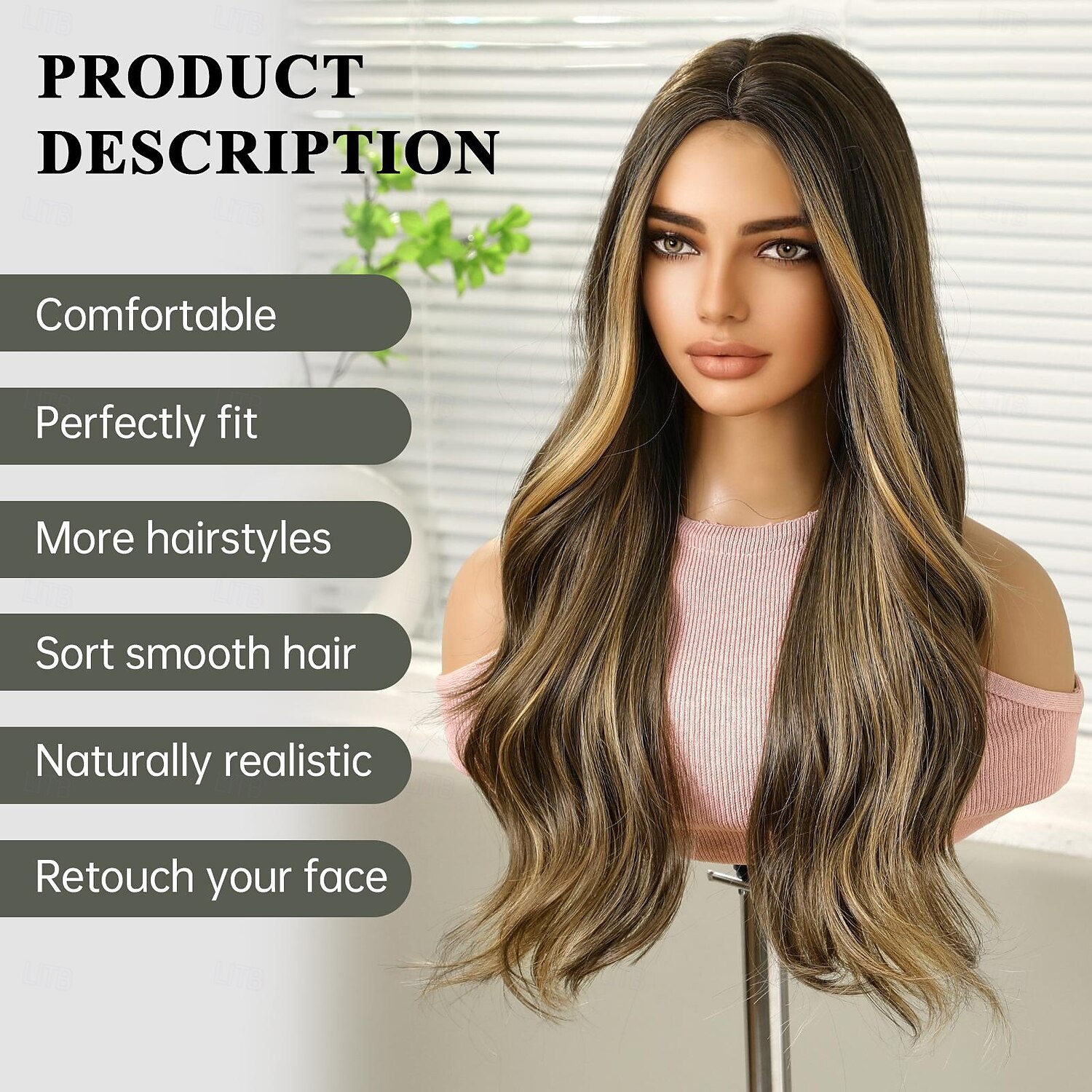 Perruque Synthétique Bouclé Ondulé Partie médiane Fabriqué à la machine Perruque 26 pouces Noir / Brun Cheveux Synthétiques Femme Mignon Cosplay Soirée Blond de 2025 ? $40.99 –P1