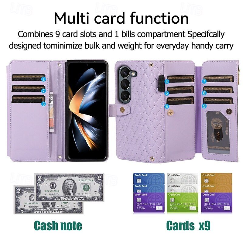 Phone Case For Z Fold 6 Z Fold 5 Z Fold 4 Z Fold 3 Flip Cover with Stand Holder Zipper with Wrist Strap Retro TPU PU Leather 2025 - $23.99 –P4