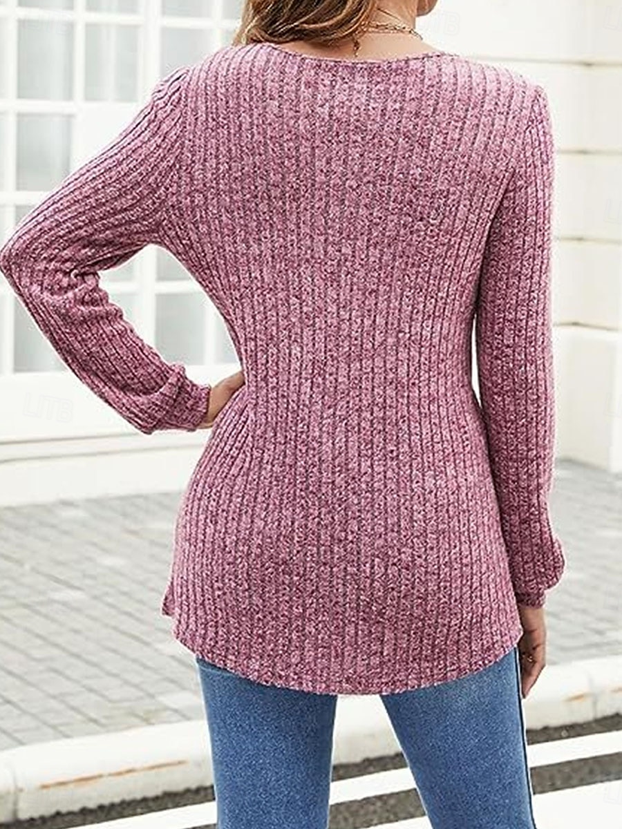 Femme Pull Chandail Pull Décontractées Flexible Couleur monochrome A côtes Col V Tricoté manche longue Hauts réguliers Tricoter Extérieur du quotidien Fin de semaine Noir Fuchsia Automne Hiver de 2025 ? $28.99 –P5