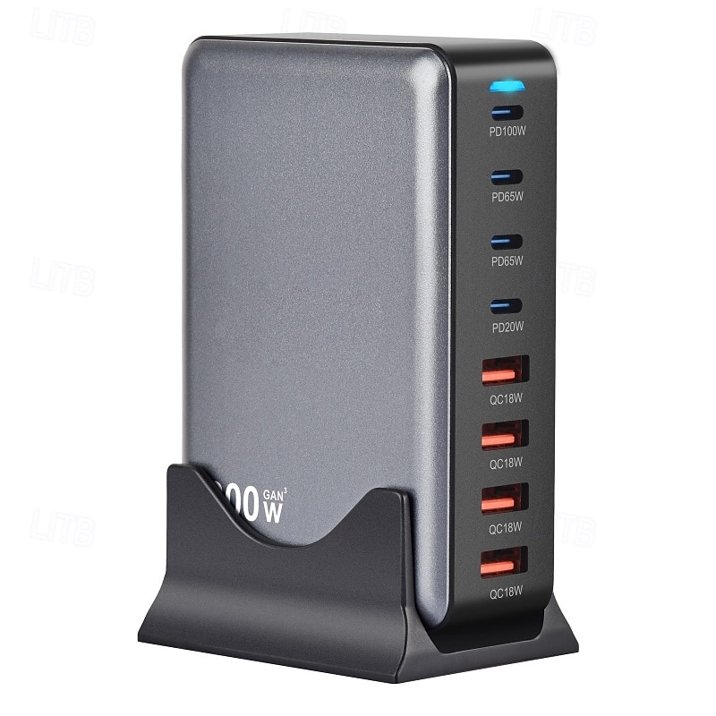 200 Вт usb c зарядное устройство блок gan 8-портовый usb c быстрая зарядная станция pps pd 65 Вт ноутбук зарядное устройство адаптер 2025 - $87.99 –P8