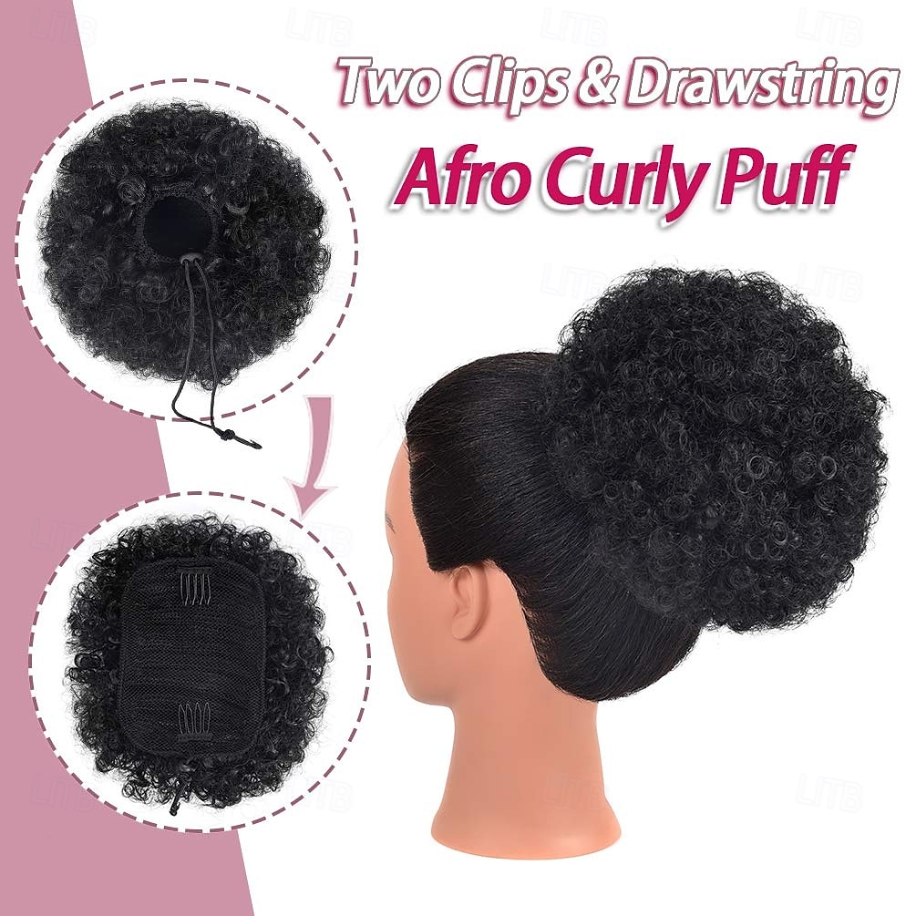 Afro Puff Clip On Synthetic Ponytail Extension for Black Women Short Kinky Bun for Natural Hair 2025 - $14.49 –P8
