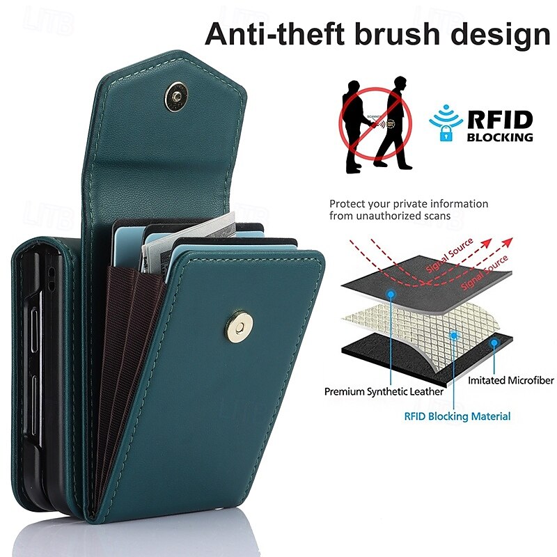 Phone Case For Z Flip 6 Z Flip 5 Z Flip 4 Z Flip 3 Back Cover with Stand Holder with Lanyard Card Slot Retro TPU PU Leather 2025 - $23.99 –P9