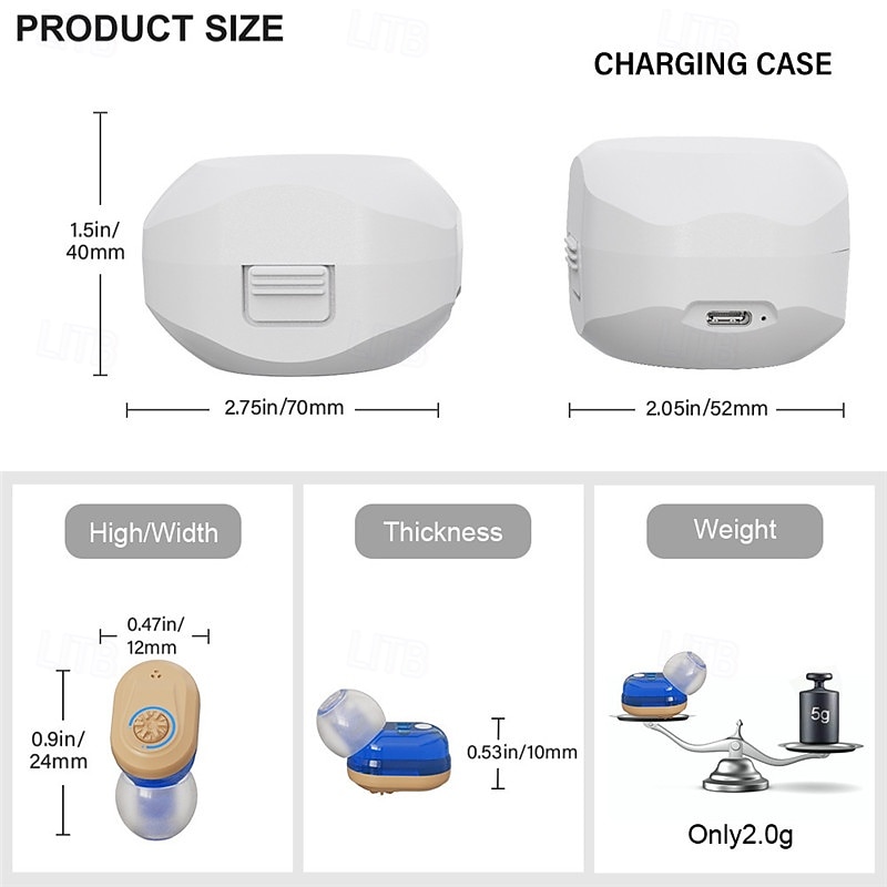 Mini Portable TWS Hearing Aids Charging Compartment Hearing Aids Invisible In-Ear Long Endurance Audiphone Magnetic Charging Assisted Listen Sound Amplifier for Elderly Person Valentine's Day Gift 2026 - $71.99 –P10