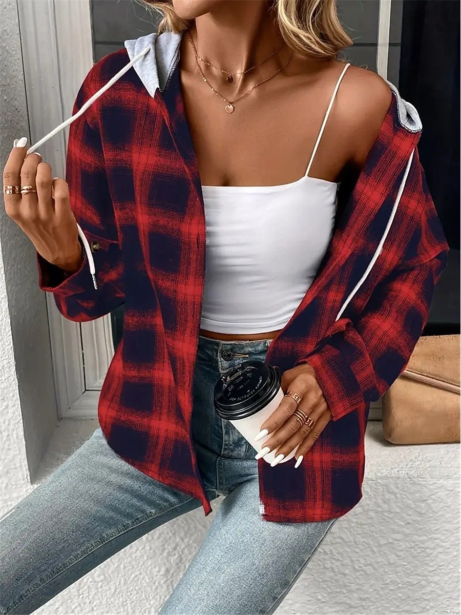 Veste décontractée Femme Extérieur Plein Air Usage quotidien mode Décontractées Avec poches Imprimer Normal Manteau Rose Claire Rouge Marron Automne Hiver Boutonnage Simple Sweat à capuche Standard S de 2025 ? $27.99 –P10