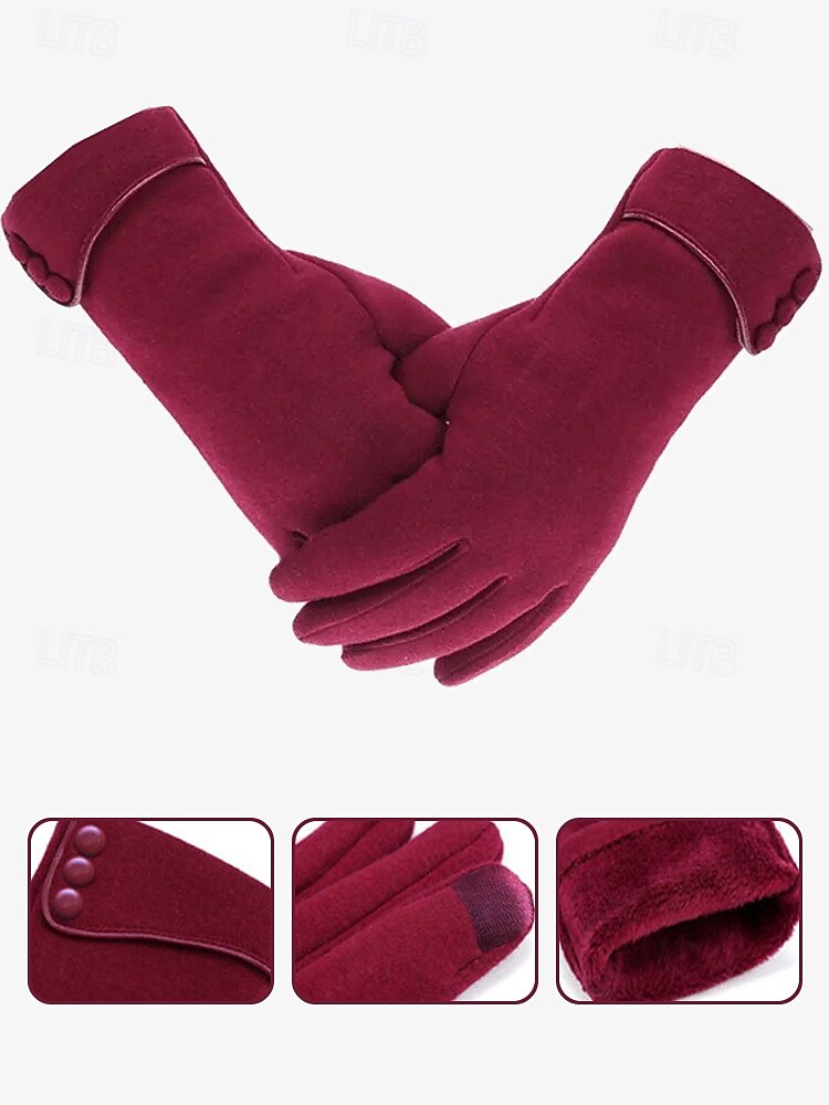 Schwarze Touchscreen-Winterhandschuhe für Damen mit Knopfmanschette – warme und stylische SMS-Handschuhe für kaltes Wetter 2025 - $11.99 –P8