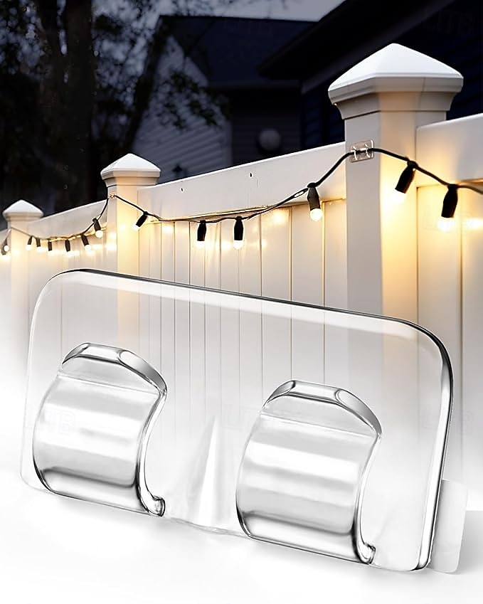 Ganci da 26 pezzi per luci da esterno, clip per luci resistenti con strisce adesive impermeabili - portacavi trasparenti per appendere luci natalizie - clip adesiva per esterni del 2025 a $12.49 -P2