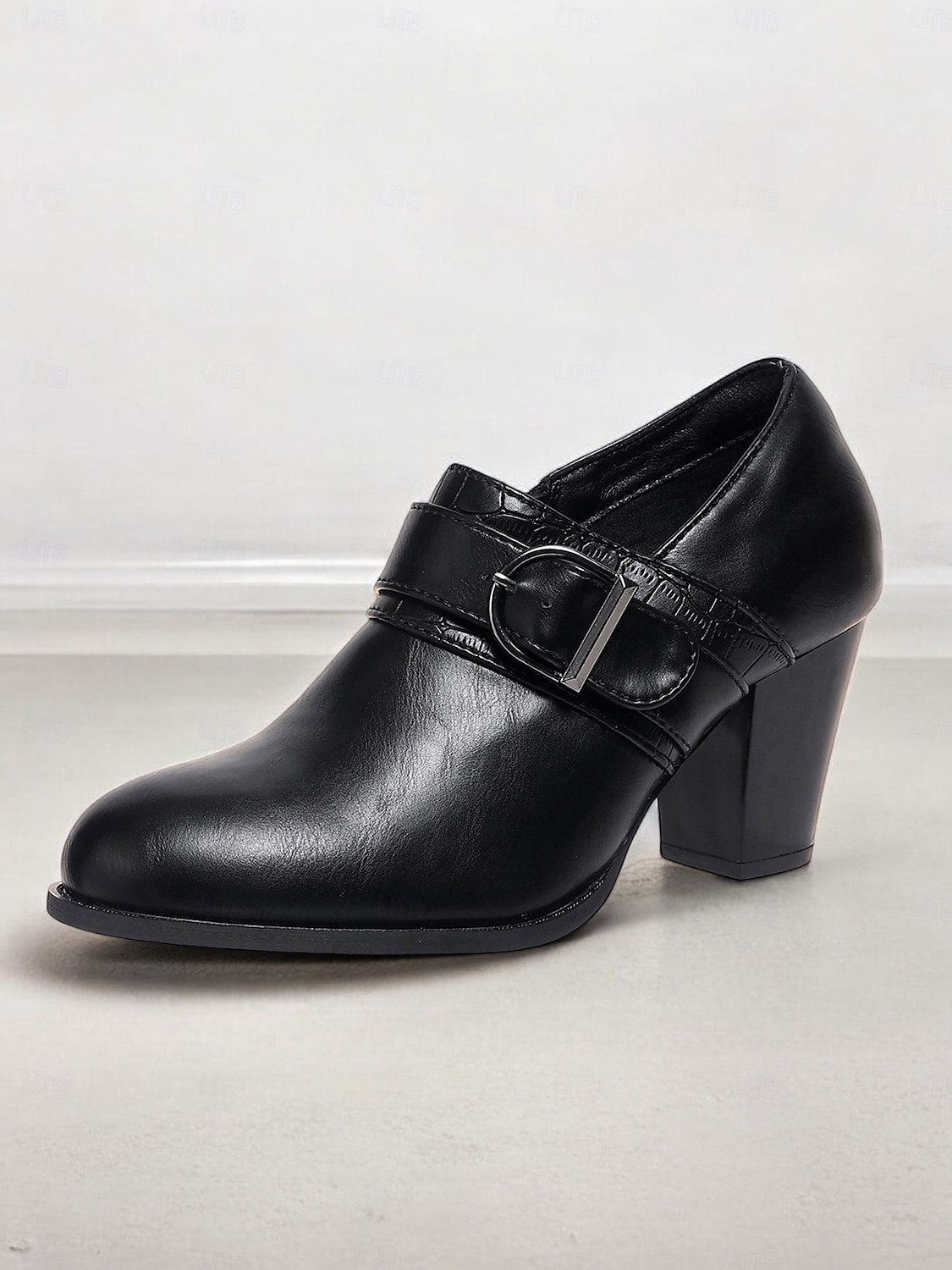 Women's Faux Leather Buckle Strap Heeled Shoes – Stylish Block Heels for Casual and Office Wear 2025 - $46.99 –P4