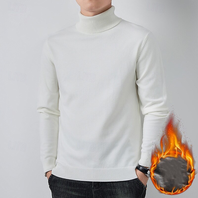 Herren Pullover Strickpullover Rollkragenpullover für Herren Gerippt Stricken Standard Strick Glatt Rollkragen Modisch Brautkleider schlicht Freizeitskleidung Verabredung Bekleidung Herbst Winter 2025 - $15.49 –P2