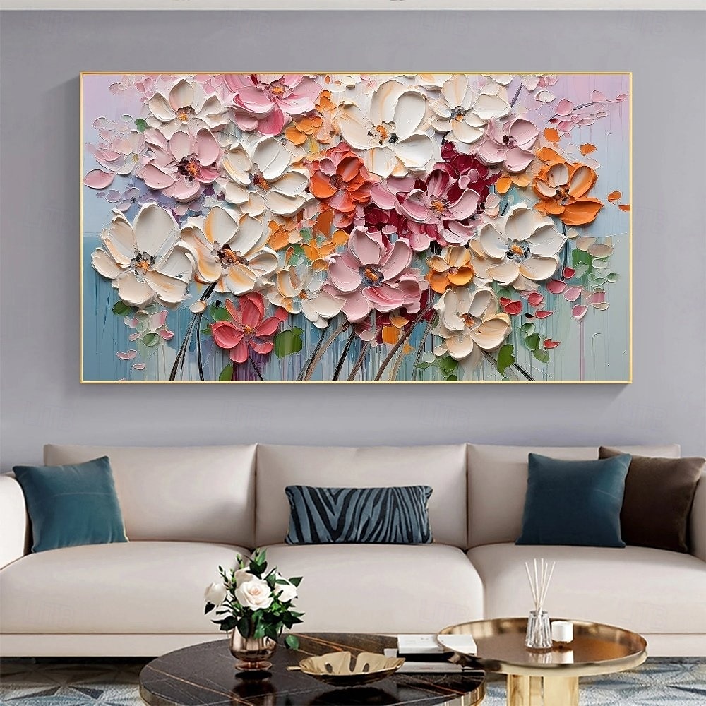 3D-Blumenölgemälde, handgemaltes 3D-Blumengemälde, handgefertigtes Palettenmesser, Blumen-Ölgemälde, Wandkunst, großes 3D-Strukturgemälde, moderne dekorative Gemälde, impressionistisches abstraktes 2025 - $69.99 –P1