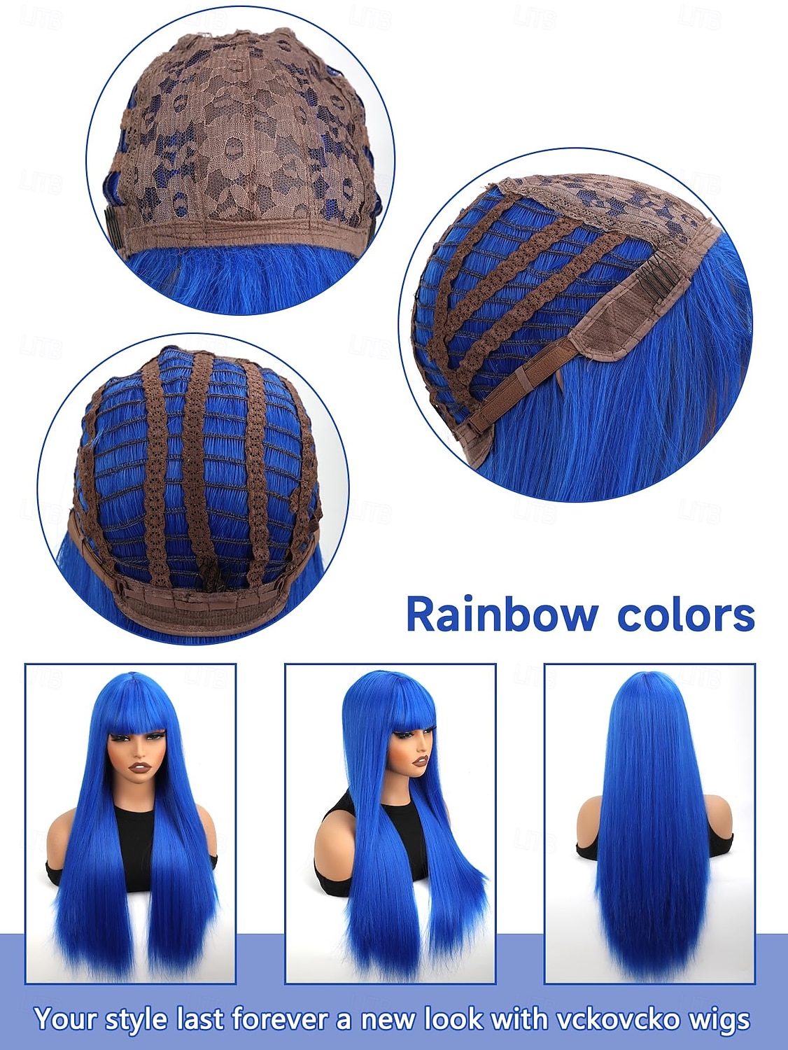 parrucca lunga e dritta con frangia parrucca sintetica in fibra di capelli naturali per donne e ragazze perfetta per feste di Natale e cosplay del 2025 a $19.99 –P4
