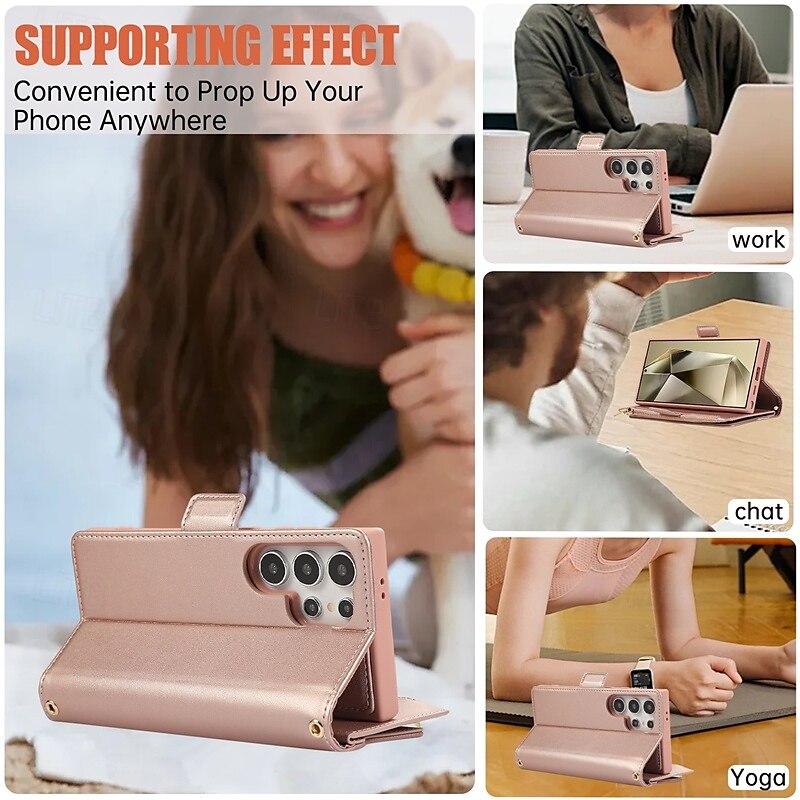 Phone Case For S24 S24 Ultra Plus S23 S22 S21 S20 Ultra Plus FE Wallet Case with Stand Holder Magnetic with Lanyard Retro TPU PU Leather 2025 - $35.99 –P4