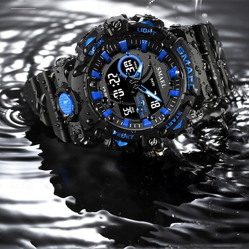 Reloj electrónico de cuarzo Smael de nueva moda para hombre, con decoración deportiva y de ocio, luz nocturna, resistente al agua, calendario, pantalla semanal, reloj despertador para hombre 2025 - $27.99 –P2