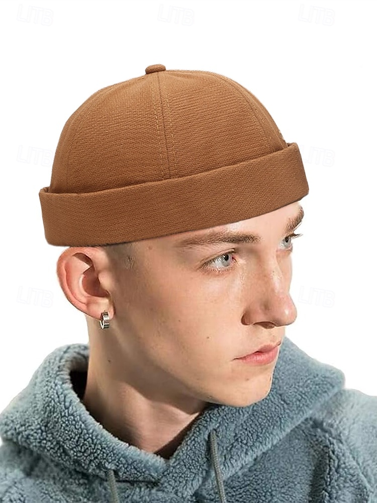 męskie czapki beanie vintage z podwiniętym mankietem – regulowane czapki bez daszka w wielu kolorach, idealne do noszenia na co dzień i na ulicy 2025 - $14.99 –P2